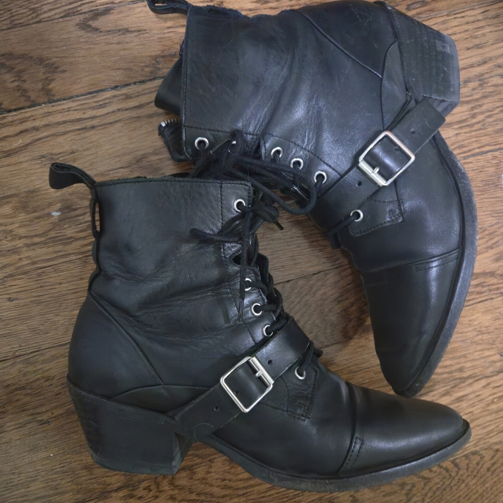 Black Leather Ankle Boots